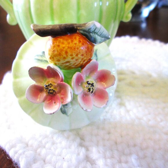 Vtg Napco Peach Blossom creamer & sugar bowl with lid from 20th cen - Picture 4 of 13